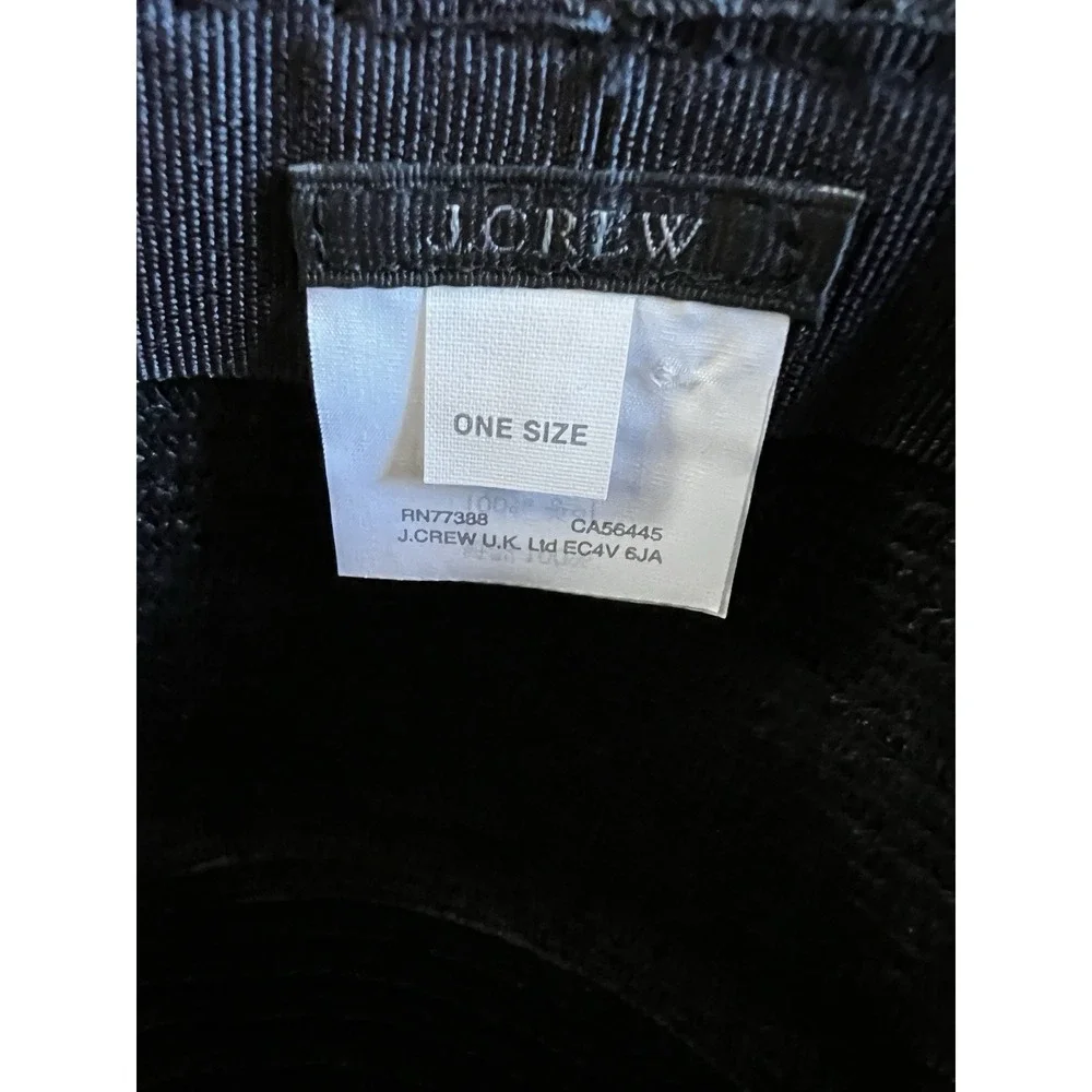 J. Crew Textured Summer Straw Hat 09500 Packable Wide Brim Dusty Dune Black‎